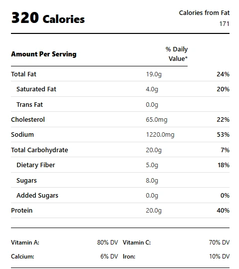 Spicy Nacho Chicken Salad nutritional information